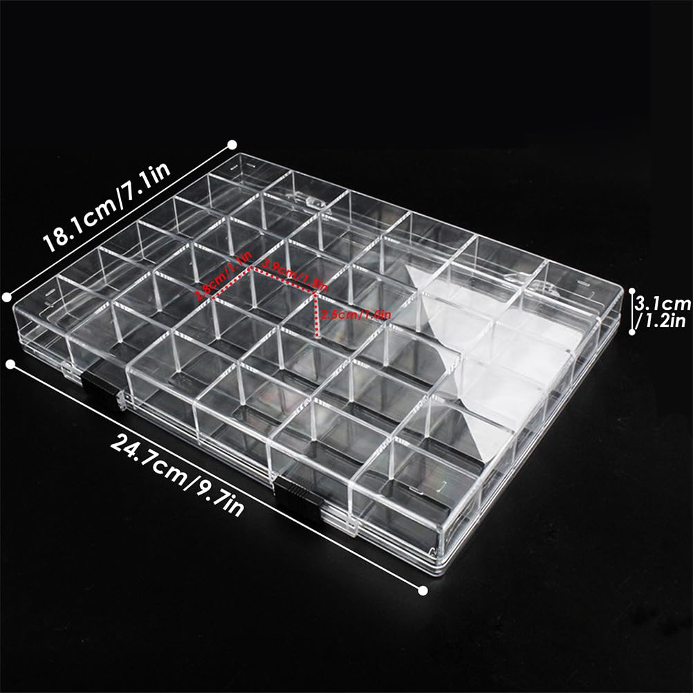 Chemlliy 36 Grids Clear Plastic Organizer Box, Craft Storage Container for Beads Organizer, Art DIY, Crafts Jewelry Storage, Fishing Tackles, Rock Collection, 1 Pack