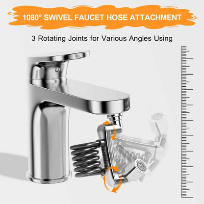 1080° Rotatable Faucet Extender Aerator - Sink Faucet Sprayer Attachment Bathroom - 2 Mode Metal Robotic Arm with Flexible Hose Extension - Small Pet Bathing Hair Face Washing