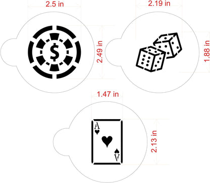 Designer Stencils Casino Night Cookie Stencil Set, (Dice, Cards, Poker Chip), Beige/Semi-Transparent