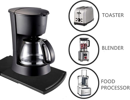 Kitchen Caddy Sliding Coffee Maker Tray Mat 12", Sliding Shelf for Blender, Toaster, Kitchen Appliances with Wheels