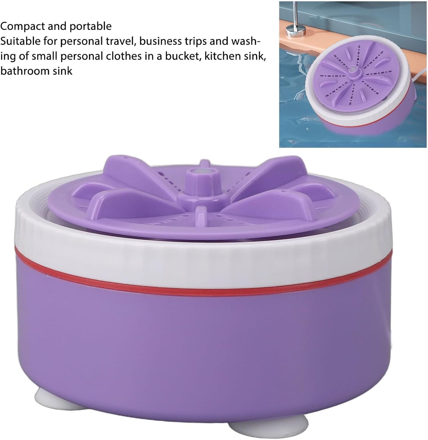 Mini Turbo Washing Machine - USB Portable Small Clothes Washer for Travel, Timed Adjustable Laundry for Underwear, Baby