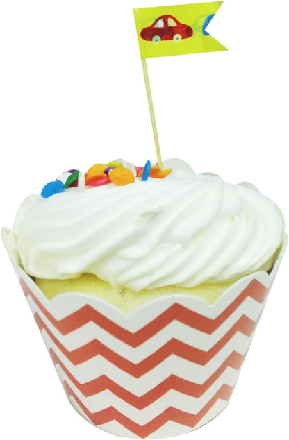 Wrapables Chevron Cupcake Wrappers, Standard Size, Set of 20, Orange