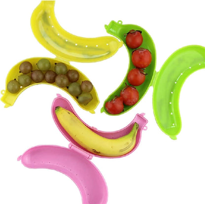 Qintreesify Yellow Banana Storage BPA-Free Outdoor Travel Case, Food Containers,Keep Fresh Banana Keeper and Protector, Cute Banana Carrier Storage Box for Picnic Camping, Storage and Organization