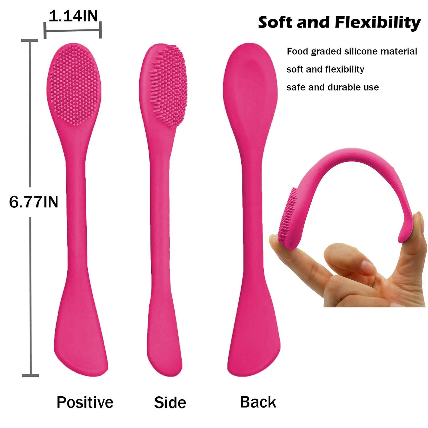 Facial Cleansing Brush, 2 in 1 Silicone Face Mask Brush & Face Scrubber, For Exfoliating, Massaging, Remove Blackheads, Makeup Skincare Removal, Applicator for Mud, Clay, Body Lotion, DIY Mask