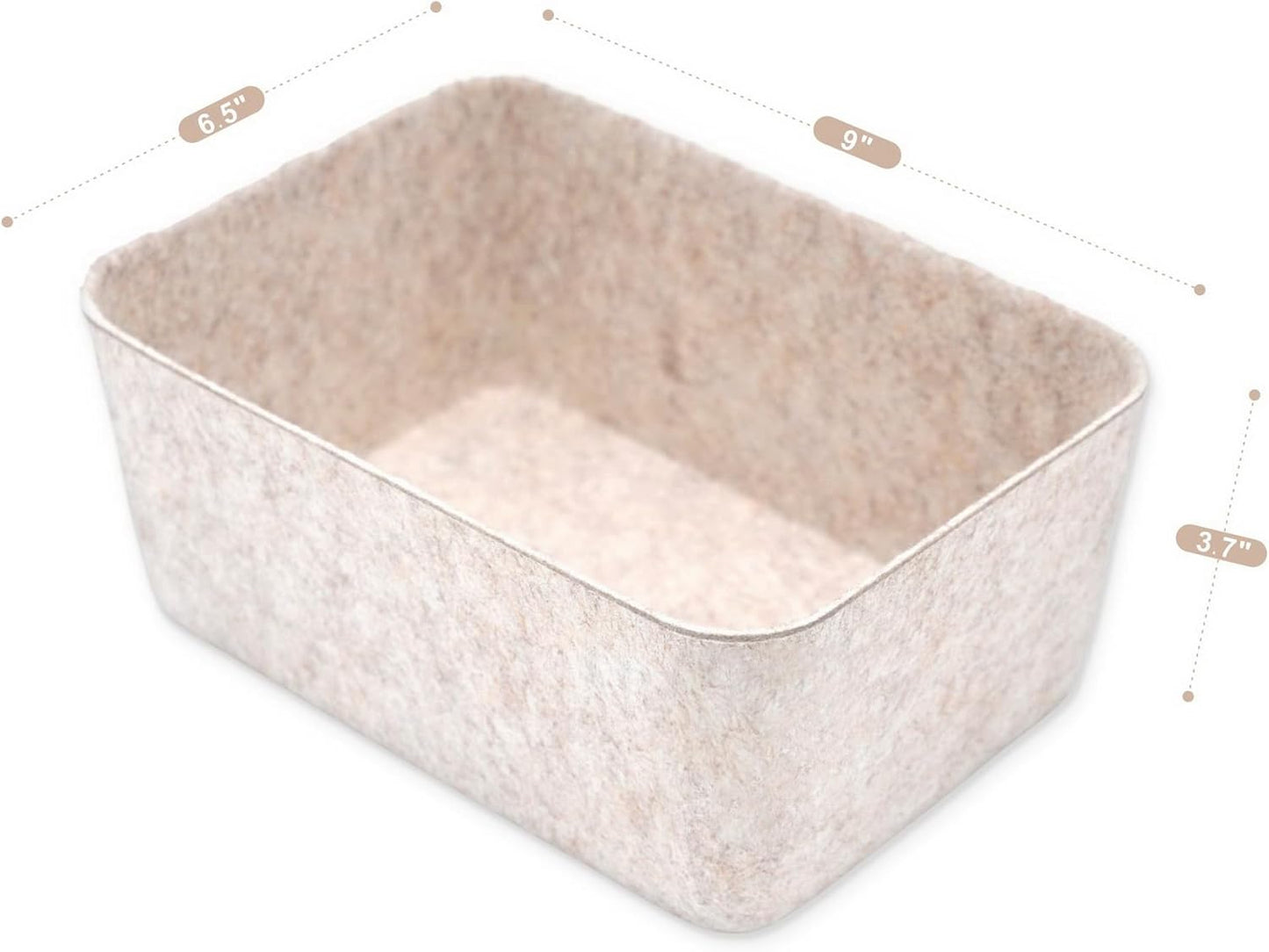 Felt Storage Bins Drawer Organizer Box for Junk, Stationery, Cosmetic, Makeup, Craft Jewelry Sorting (S, Oatmeal Bin)