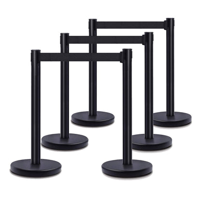DuraSteel Retractable Belt Stanchion Posts 6-Pack - 6.5ft Crowd Control Barriers - Metal Line Dividers for Restaurants, Banks, Airports, Events - Indoor/Outdoor Queue Rope Barriers