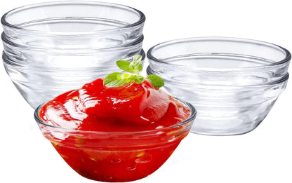 Mini Glass Bowls Set of 6, Small Dipping Bowls for Sauces, Jam, Chutney, Nut Dessert, Ice Cream Sundae Serving Bowls
