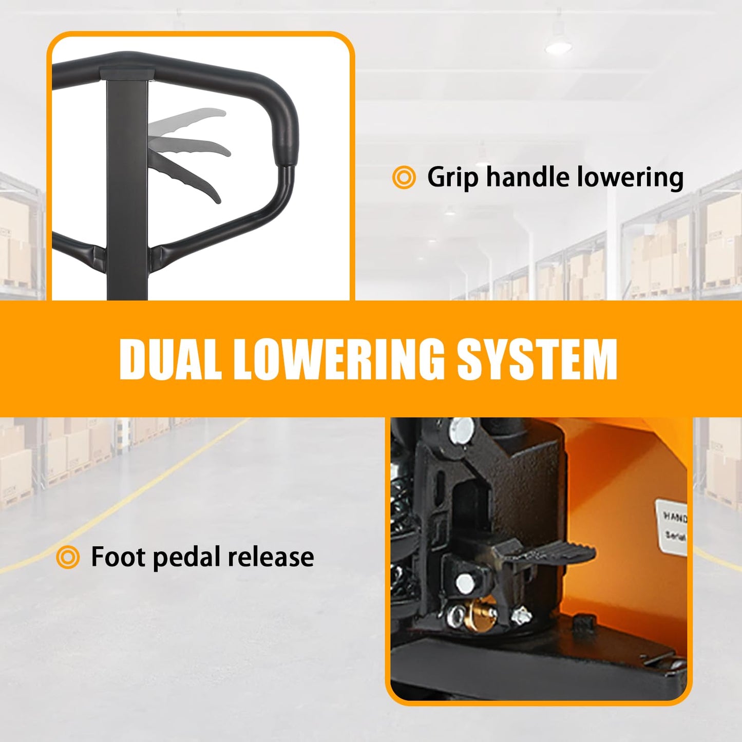 APOLLOLIFT Pallet Jack Truck, 5500lbs Capacity 27" W x 48" L Forks Manual Standard Duty Pallet Truck for Warehouse-Nylon Wheels
