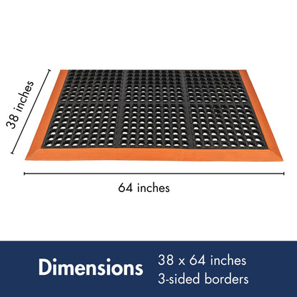 NoTrax Safety Stance Rubber Non Slip Drainage Mat - Yellow/Black 38" x 64" Heavy-Duty Anti Fatigue Mats with 3 Sided Beveled Edges and Ergonomic Support - 549S3864YB