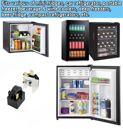 QP2-4R7 Compressor Starter PTC 4.7 ohm 3Pin Refrigerator Start Relay with Overload Protector for Mini Fridges, Coolers