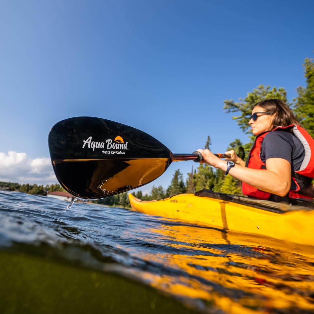 AQUA BOUND Manta Ray Carbon 2 Piece Posi-Lok™ Kayak Paddle – Lightweight Carbon Shaft, Carbon-Reinforced Nylon Blades with Dihedral Design, High-Angle Performance