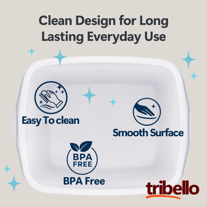 Tribello Plastic Wash Tub Dishpan Basin and Foot Bath for Soaking Feet, Laundry Hand Wash Bucket, Dish Pans for Washing and Storage Cleaning Supplies - 12 Quarts - Heavy Duty - Made in USA (White)