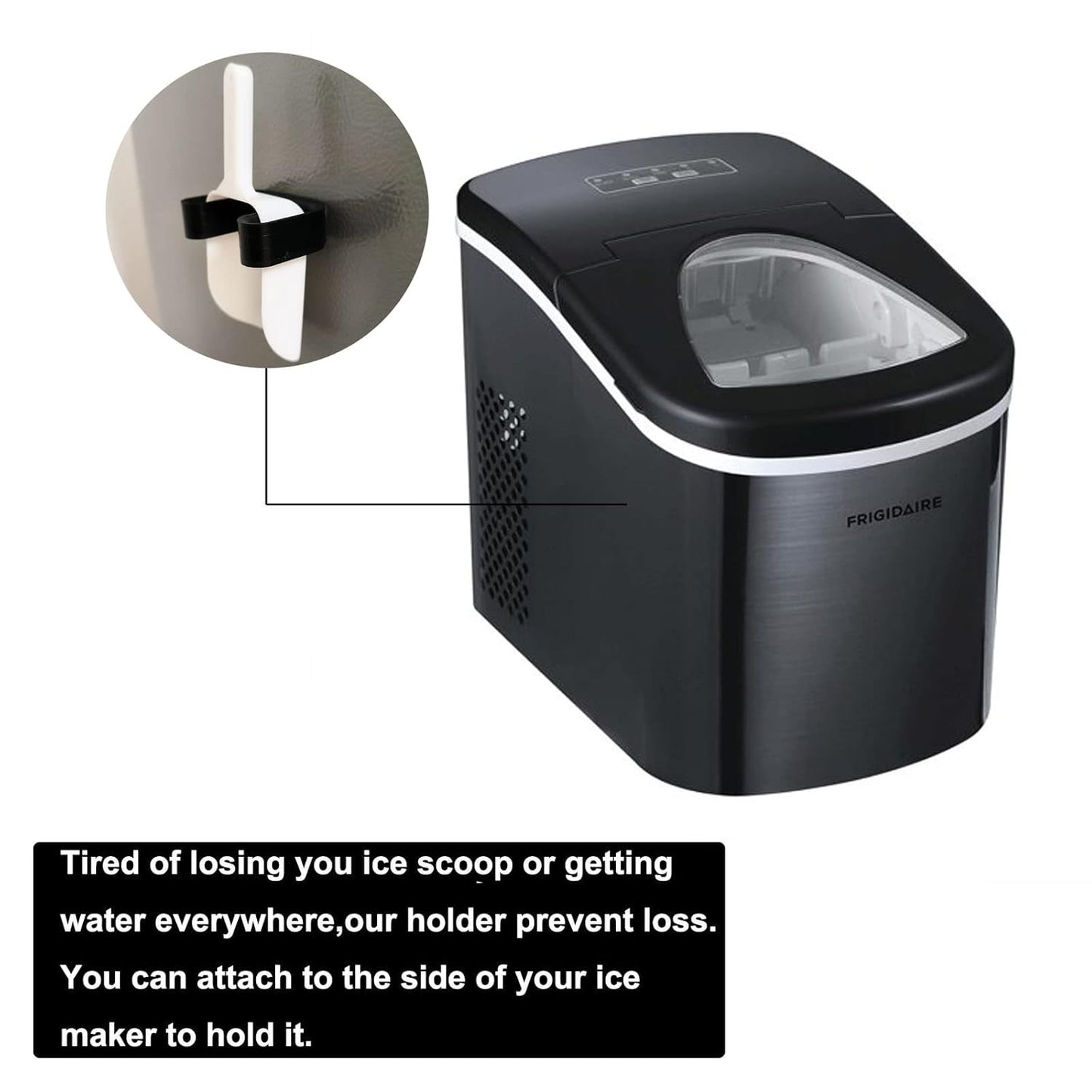 PIAOLGYI Ice Scoop Holder for Frigidaire Countertop Ice Maker, Compatible with EFIC117-SS 26 Pound Ice Maker, Black