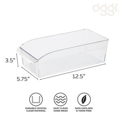 Oggi Fridge / Pantry Bin w/ Fingergrip Handle (12" x 5.75" x 3.5")