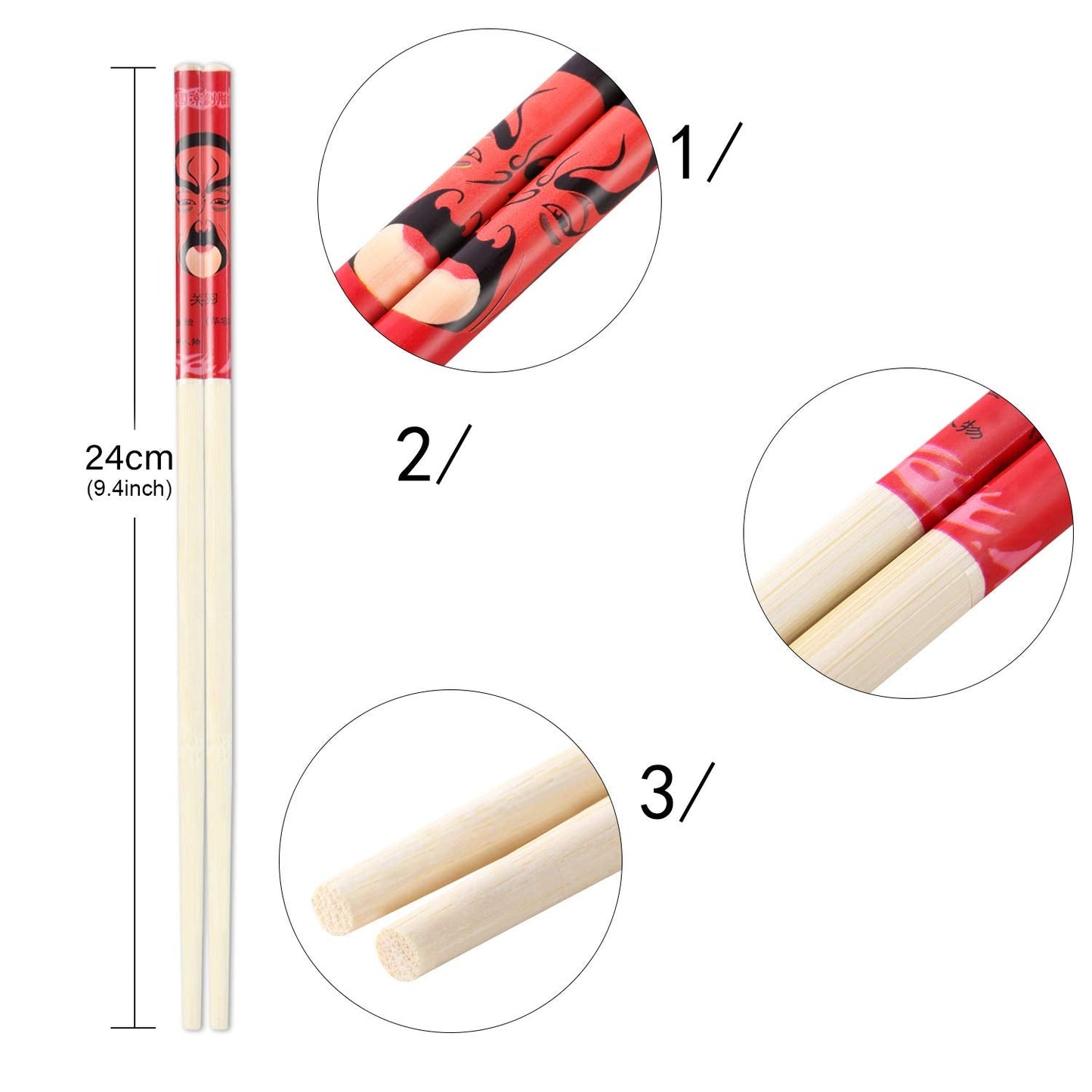 Hotop 20 Pairs Chinese Bamboo Chopsticks Reusable with Elegant Silk Brocade Pouch Multicolored Nonslip Chopstick Gift Set for Asian Dishes Sushi Rice Noodles Chinese