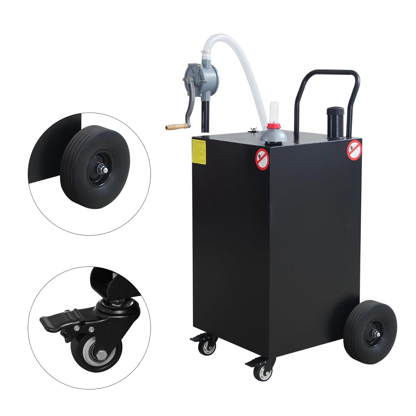 45 Gallon Fuel Caddy, Portable Gas & Diesel Storage Tank with Manual Pump, Fuel Caddy with 4 Wheels for Refueling Cars, Trucks, Lawn Mowers, ATVs, and Boats.