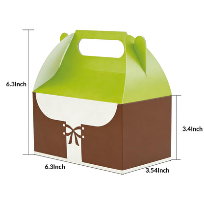 Wynato 16 Pack Green Ogre Party Favor Treat Boxes Goodie Gable Paper Gift Boxes with Handles Green Ogre Ears Costume Hairpin (16)