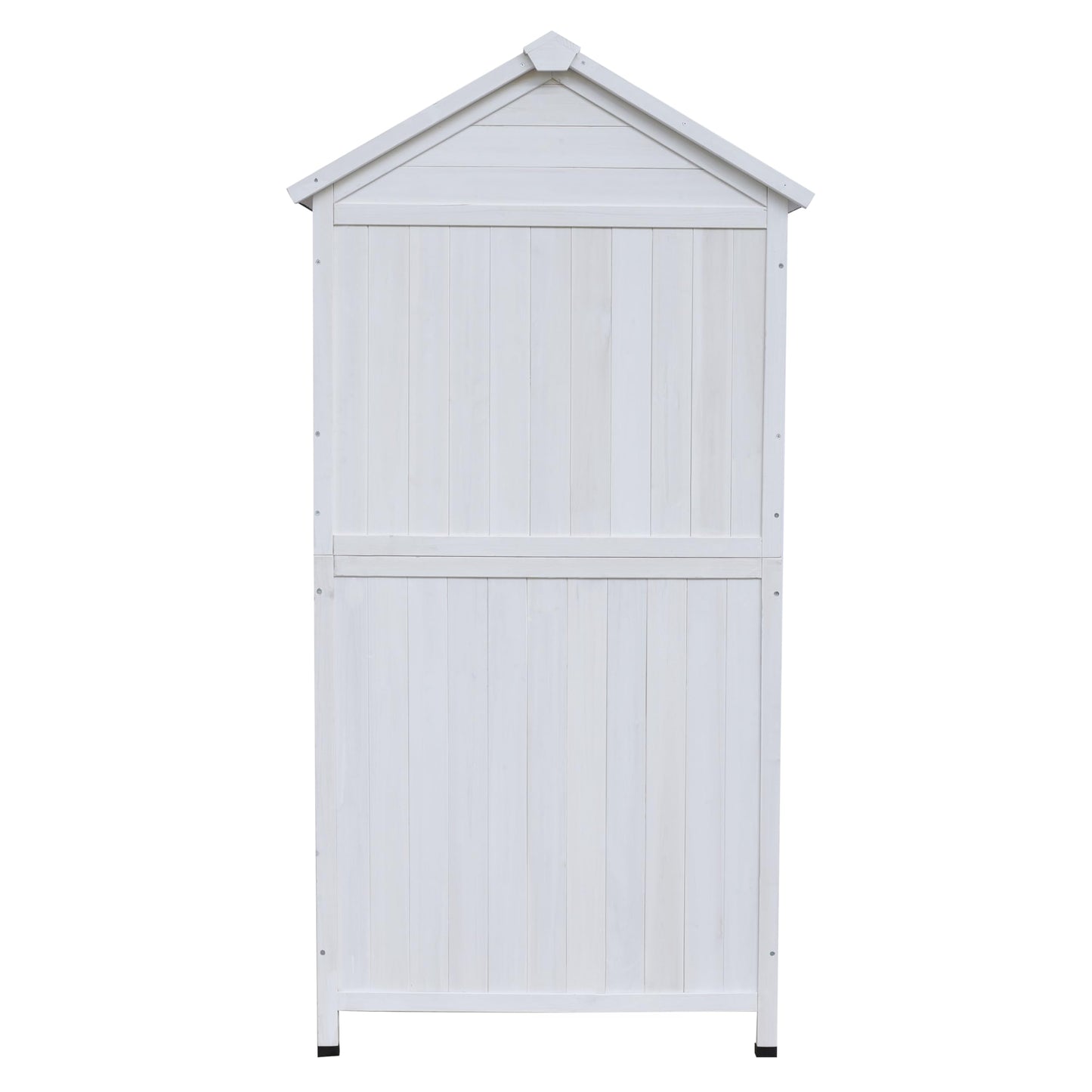 Christopher Knight Home Neapo 67" Outdoor Storage Shed, Spacious Storage Garden Tools Shed, Fire Wood Tall Sheds, Two Open Doors, Wooden Panel Design, Easy Organize Lawn Mowers, Shovels, Pots, White