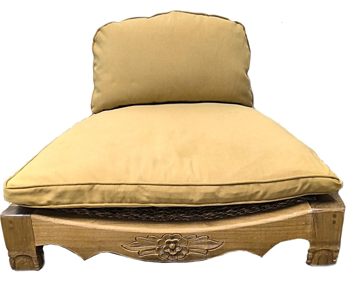 Harmony In Design Handcrafted Wooden Meditation Chair with Woven Seagrass Seat, 30 x 28 x 18 inches (Harvest Gold)