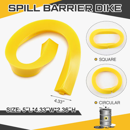 Pushglossy 1 Pcs Spill Barrier Dike 5'L x 4.3"W x 2.4"H Water Dam Barrier Liquid Blocker for Garage Home Floor Flooding Solutions(Yellow)