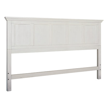 OSP Home Furnishings Farmhouse Basics King Headboard Only, Rustic White Finish