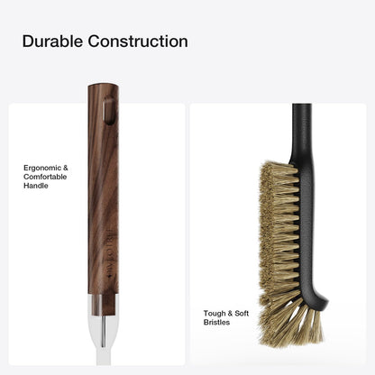 Cleaning Brush, Diveotree Hard Bristle Brush for Deep Cleaning Grout, Sink, Cup, Teapot, Bottle, Blender, Multi-Purpose Brush wih Long Handle for Kitchen (Brown)