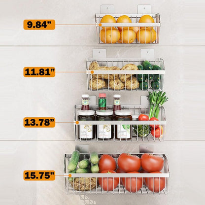 Wire Baskets, SUS304 Stainless Steel Storage Baskets, Durable Baskets for Storage Wall Mount, Hanging Wire Baskets Wall Mount Baskets for Kitchen, Bathroom, Closets - 4 Set