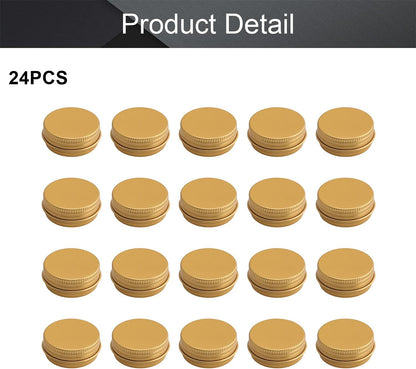Othmro 24pcs Metal Round Tins - 0.5oz/15ml Aluminum Containers with Screw Lid for Salve, Spices, Lip Balm, Gold