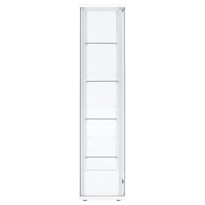 Coaster Home Furnishings - Delphinium - Glass - 4-Shelf Curio Cabinet with Wood Top and Base, Two Doors, and Chrome Hardware - Living Room - 64-Inch - White - 950170WHT