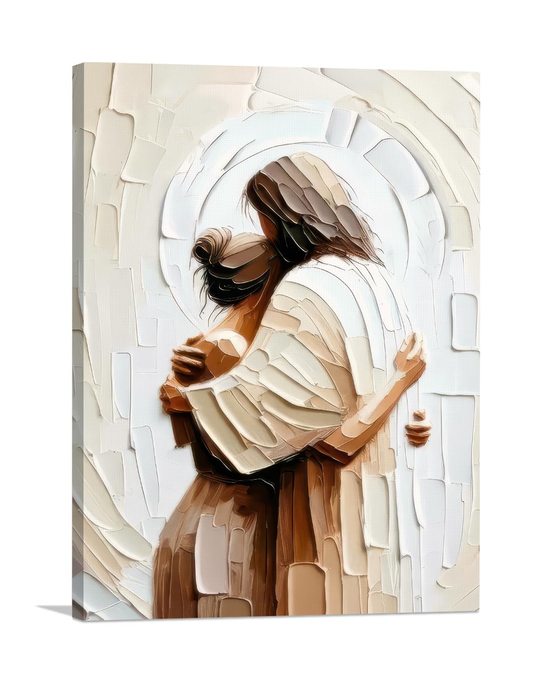 Palette Dreams Jesus Embracing Woman Canvas Wall Art, Woman Lying Safely In The Arms Of Jesus Wall Decor, Christian Wall Art Home Decor for Bedroom Church Prayer Room 12 x 16 Inch
