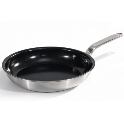 GLOBEHOME 5 Ply Ceramic Non Stick Frying Pans - 12 Inch Stainless Clad Nonstick Skillet, Non-Toxic PTFE PFOA & PFAS Free, Induction Ready Oven Safe up to 650°F, Professional Even Heating Cookware