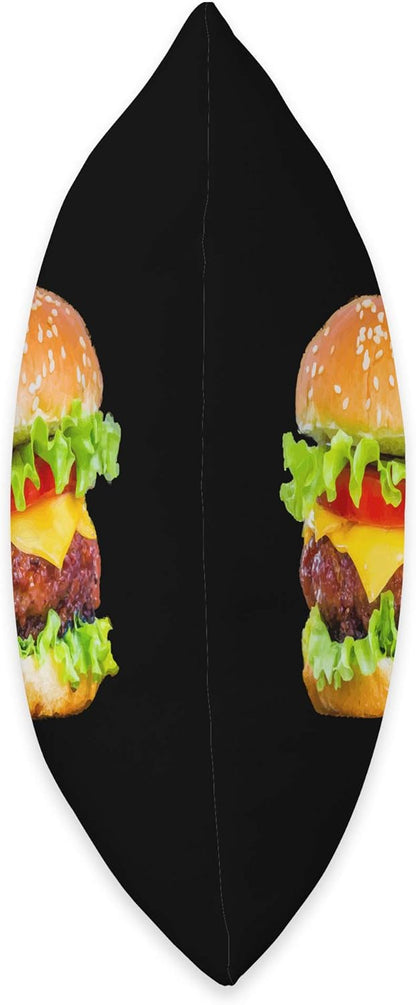 Hamburger Burger Food Day Gift Buns Cheeseburger Grill Black Throw Pillow, 18x18, Multicolor