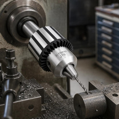 1/32" - 5/8" Keyed Drill Chuck with MT2 with JT6 Taper Arbor - Three-Jaw Chuck, Quenched Steel Construction, Precision Ground Shank