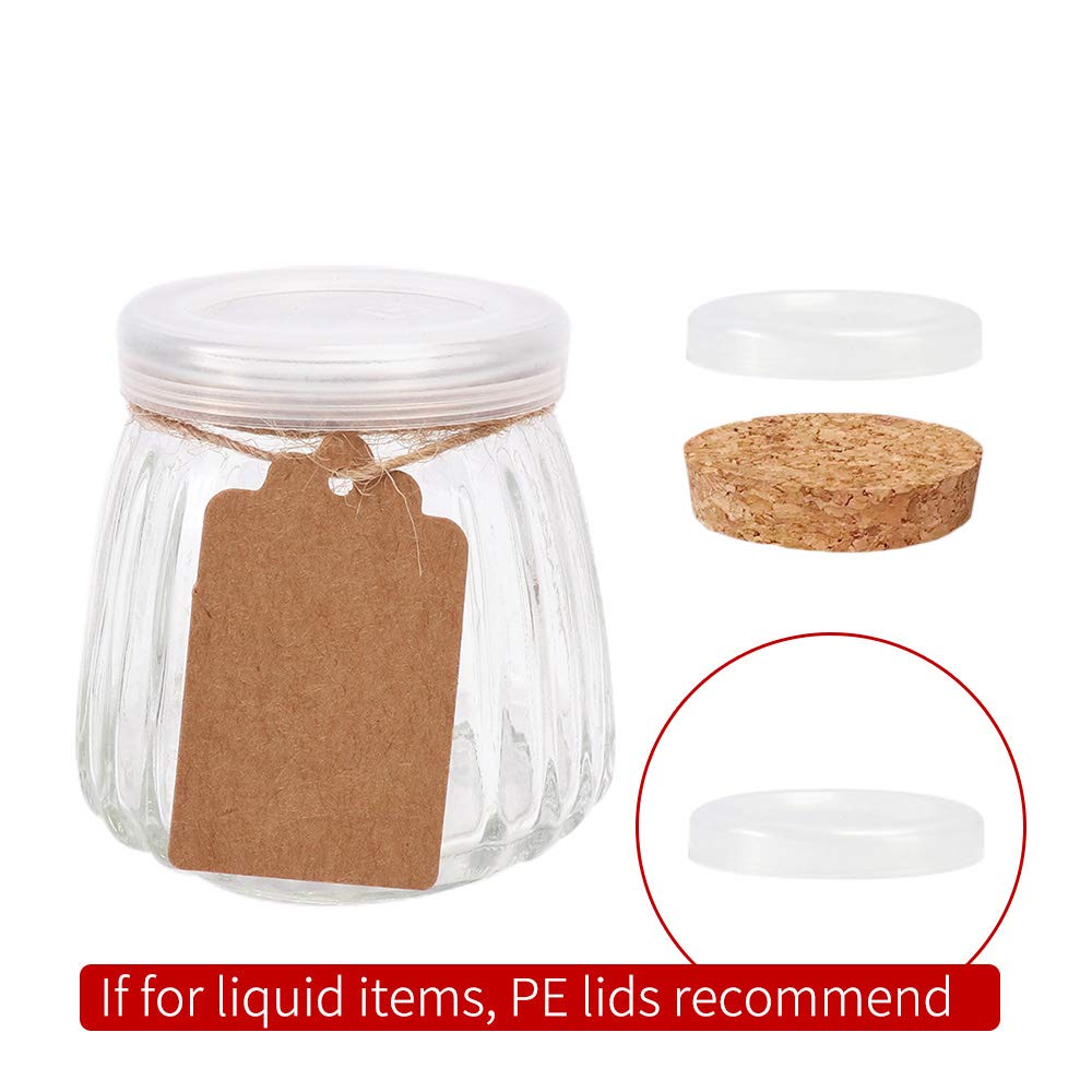 4oz Glass Jars with PE Lids and Cork Lids, 24 Pack Mini Pudding Jars Yogurt Jars Containers for Spice, Jam, honey, Mousse, Wedding, Shower Favors, DIY and Art