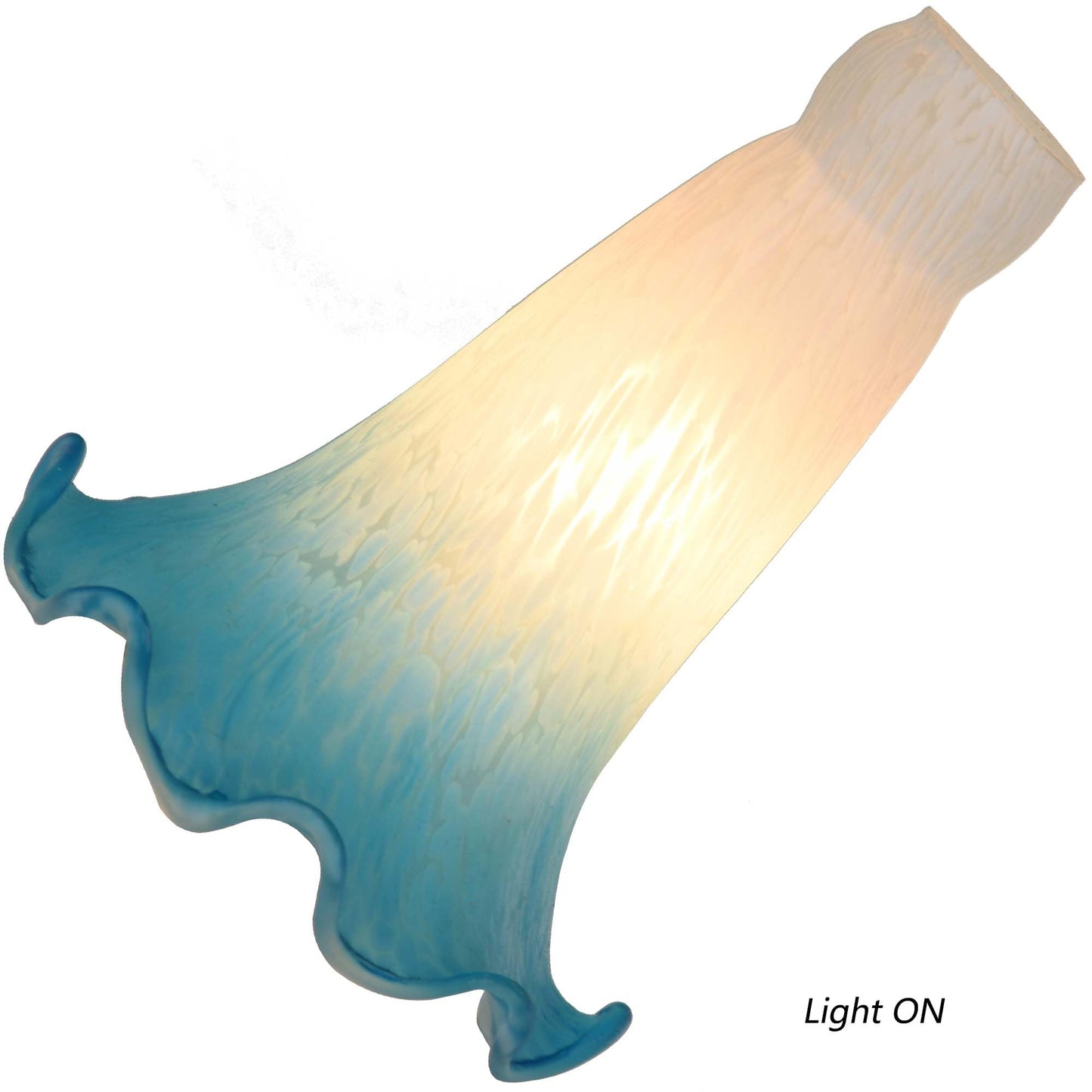 Bieye LS04S Lily Flower Blown Glass Lampshade (White Blue, Opening I.D. 0.87" x O.D. 1")