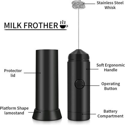 Milk Frother Handheld Electric Foam Maker with Stainless Steel Whisk, Waterproof Detachable Drink Mixer