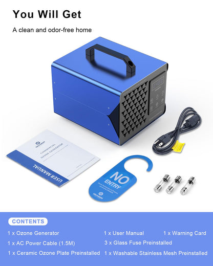 ONAMOR Digital Ozone Generator Odor Eliminator 180,000mg, High Capacity Ozone Machine Odor Removal Up to 8,000 Sq.Ft, Ionizer Deodorizer Ozonator for Home, Car, Smoke, Pet Room