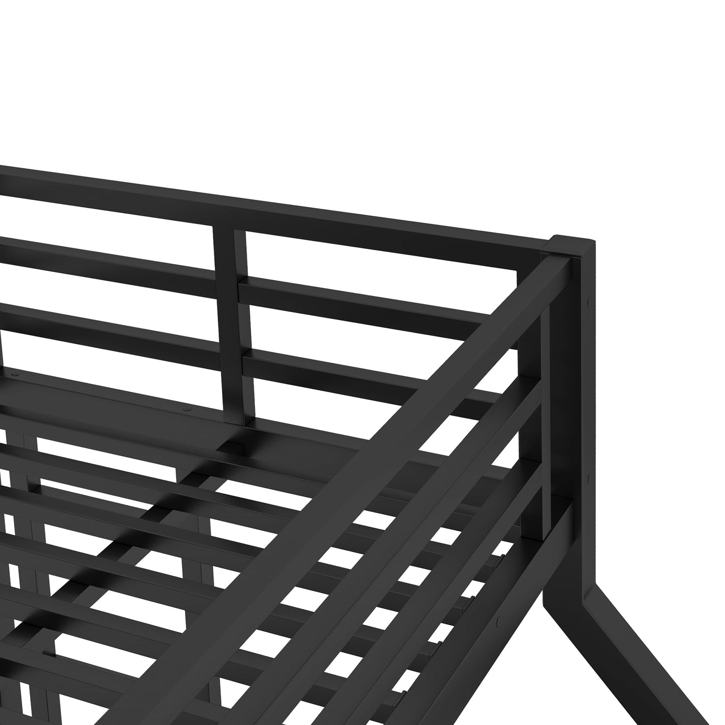 KEIKI Twin XL Over Queen Bunk Bed Metal Frame, Heavy Duty Bunk Bed with Ladder & Safety Guardrail, Noise Free, No Box Spring Needed, Space Saving Bed for Teens & Adults, Black
