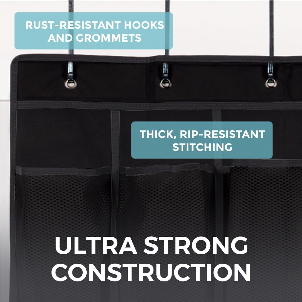 HOME GENIE Over The Door Shoe Organizer, 24 Breathable Mesh Pockets, Closet Rack Storage Holder