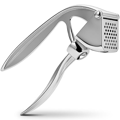 COKORA Garlic Press, Premium Kitchen Metal Garlic Crusher Masher Tool, Rust Proof & Dishwasher Safe, Heavy Duty Professional Garlic Mincer with Ergonomic Handle, Easy to Squeeze and Clean -Silver
