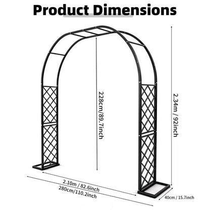 Vioranex Black Heavy Duty Galvanized Steel Garden Arch - 7 Feet Tall, Iron Trellis for Climbing Plants, Wedding Arch, Outdoor Patio Decor, 82.6" W x 92" H