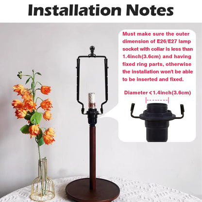 Asjeumt 8 9 10 11 inch Black Lamp Shade Harp Holder, Adjustable Height Harp Kit with Crystal & Metal Finial, DIY Replacement Making Repair Lampshade Bracket E14 E26 E27 Adapter Base Table Floor Light
