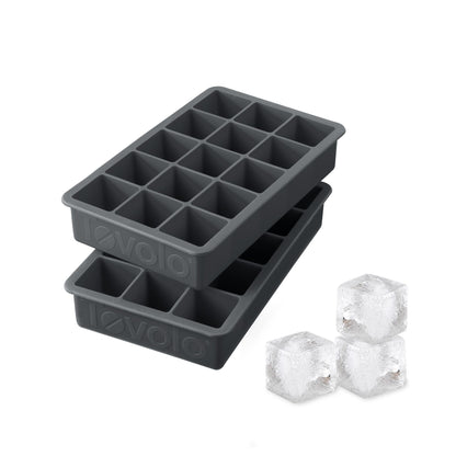 Tovolo Silicone Ice Cube Tray Charcoal Gray Pack of 2 BPA Free Ice Tray Mold for Coffee Drinks Cocktails, Dishwasher Safe Easy Release Perfect 1 Inch Cube Ice Tray for Whiskey Bourbon Spirits