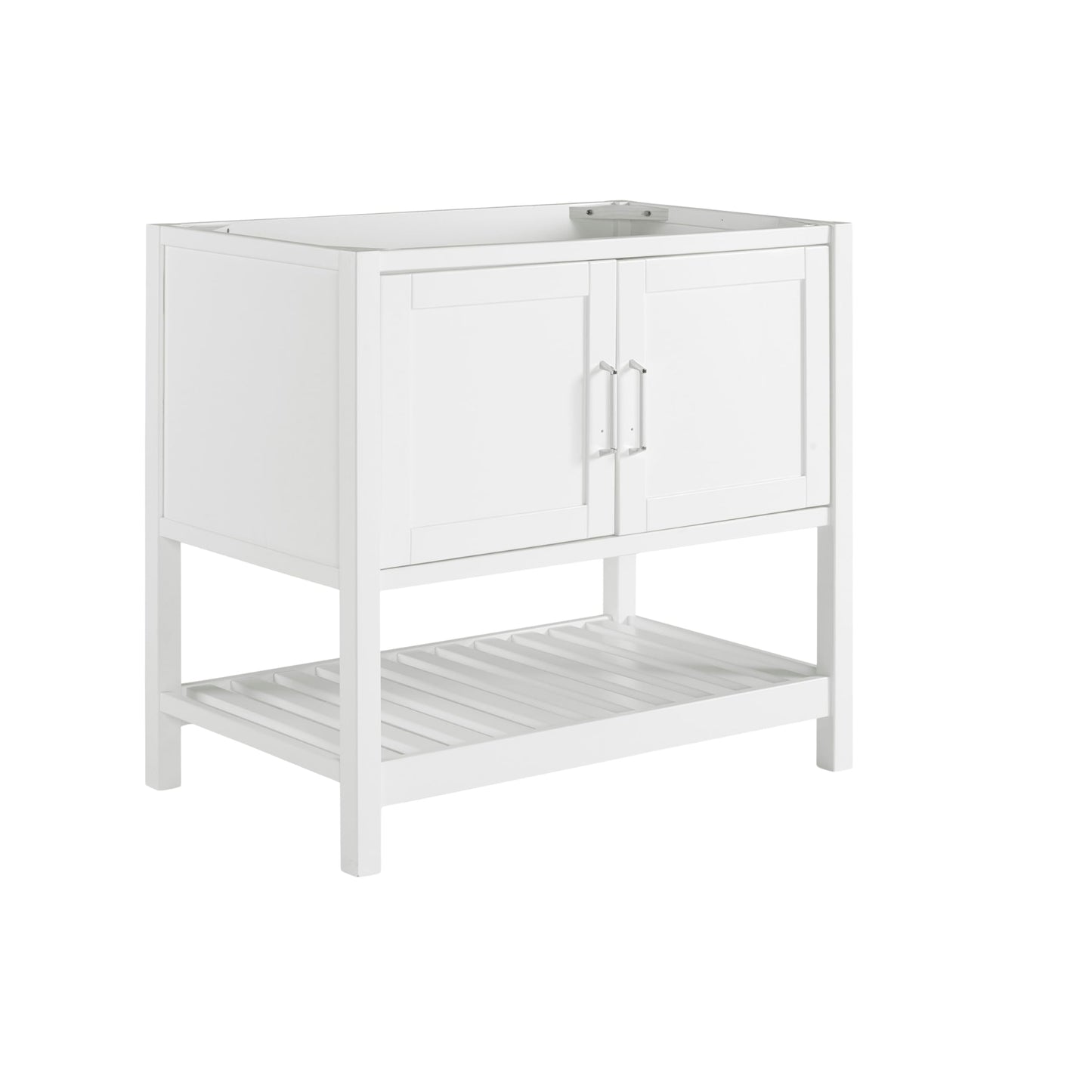 Alaterre Furniture Bennet Bathroom Vanity Without Sink – 36" Freestanding Wood Vanity Cabinet with Soft-Close Shaker Doors, Single Sink Base (White)