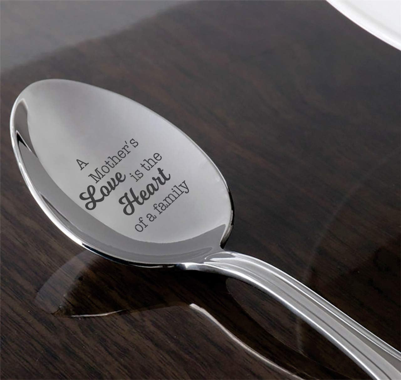A Mother's Love Is The Heart Of A Family - Engraved Coffee Spoon Gift for Mom, Unique Birthday Gift