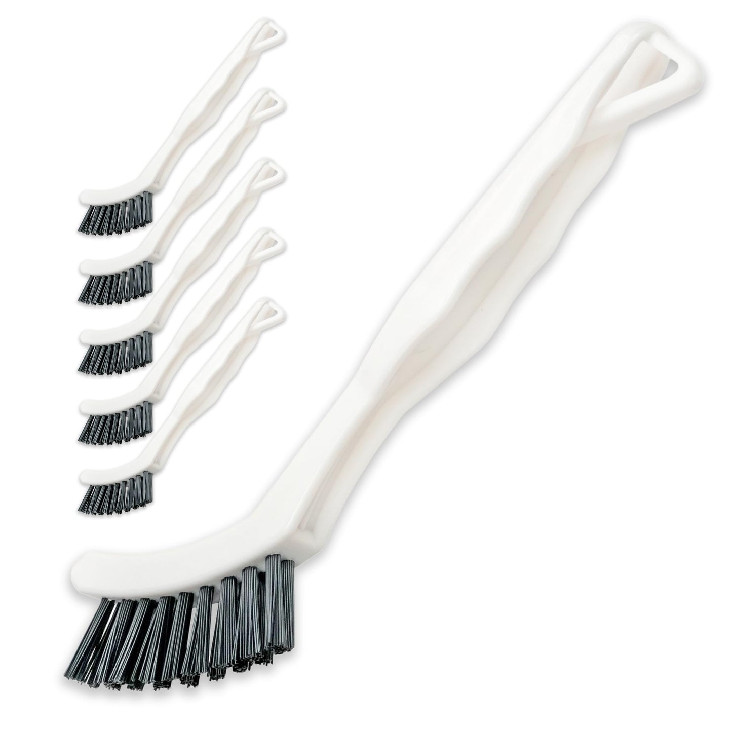 Supplymaid 6-Pack Grout Cleaner Brush Scrub Set - Stiff Bristle Scrubbing & Detail Cleaning Brushes for Household Use on Bathtub, Shower, Kitchen, Tile Floors, Sink, Grooves, Window Tracks, Drains