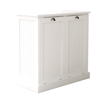 agnixnaf Laundry Sorter Cabinet, Two-Compartment Tilt-Out, for Small Bothroom, White Storage Cabinet