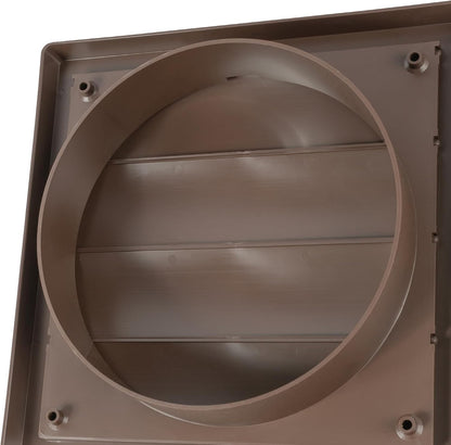 Plastic 6" Brown Dryer Vent Cover with Flange, Exhaust Ventilation Grille with Shutters, Louvered Air Vent for Various