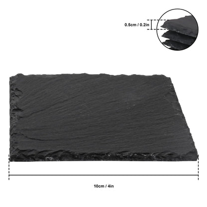 30 Pack 4 Inch Square Slate Coasters,Black Stone Coasters with Anti-Scratch Bottom, Ideal for Home Decor, Bar, Housewarming Gifts, and Laser Engraving KUKLIPJIM