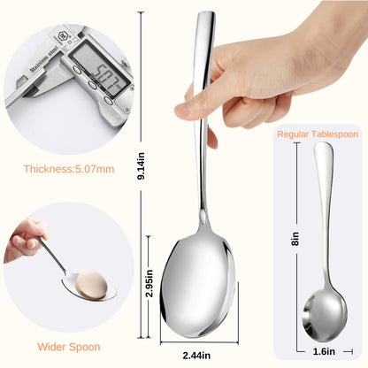 Serving Spoons Set 9.14 Inch Slotted Spoon Serving Spoon Stainless Steel Serving Utensils for Buffet Parties Catering Dishwasher Safe(Set of 4, Silver)